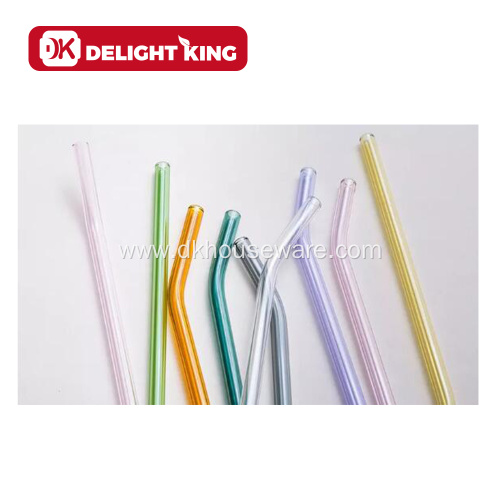 Standard Curved Glass Straw Colorful Drinking Straw